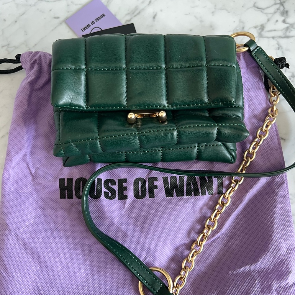 H.O.W. Green Quilted Crossbody Bag